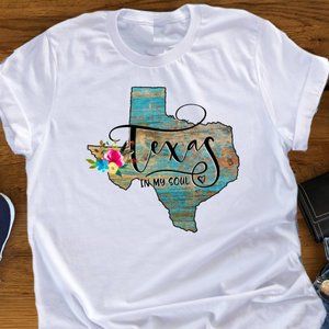 New Bella Canvas Texas In My Soul L Large White Graphic Tee T-shirt